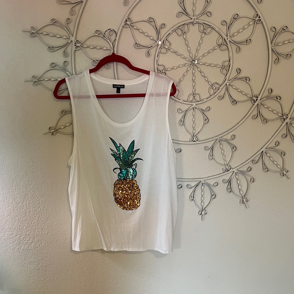 Express pineapple glitter tank XL